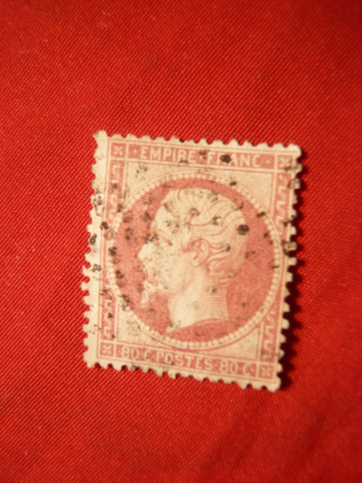 Timbru 80 C roz 1862 Franta , dant. stamp.