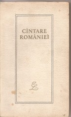 (C3054) CINTARE ROMANIEI, ANTOLOGIE, CU UN CUVINT INAINTE DE G. C. NICOLESCU, EDITURA PENTRU LITERATURA, 1967
