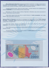 Bancnota 2000 lei 1999 UNC in Pliant BNR cu Plicul Aferent foto