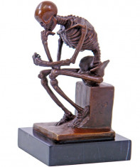 SKELETON- STATUETA DIN BRONZ PE SOCUL DIN MARMURA SL32 foto