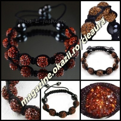 BRATARA SHAMBALLA MARO + CUTIE CADOU 9 BILE CRISTALE TOPAZ 4 MAGNETI HEMATIT foto