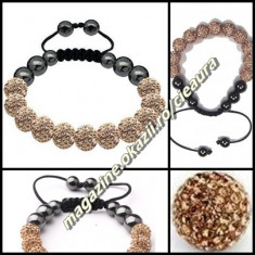 BRATARA ORIGINALA SHAMBALLA AURIE / GOLD + CUTIE CADOU 9 BILE CRISTALE 8 MAGNETI