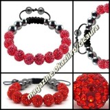 BRATARA SHAMBALLA ROSIE + CUTIE CADOU 9 BILE PIETRE CRISTALE 8 MAGNETI HEMATIT