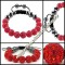 BRATARA SHAMBALLA ROSIE + CUTIE CADOU 9 BILE PIETRE CRISTALE 8 MAGNETI HEMATIT