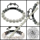 BRATARA SHAMBALLA ALBA / CRYSTAL + CUTIE CADOU 9 BILE CRISTALE 8 MAGNETI HEMATIT