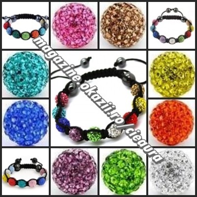 BRATARA SHAMBALLA MULTICOLORA + CUTIE CADOU 9 BILE CRISTALE COLORATE 4 HEMATITE foto