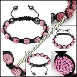 BRATARA SHAMBALLA ROZ + CUTIE CADOU 9 BILE PIETRE CRISTALE 4 MAGNETI HEMATIT