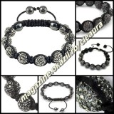 BRATARA SHAMBALLA GRI + CUTIE CADOU 9 BILE PIETRE CRISTALE 4 MAGNETI HEMATIT