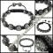BRATARA SHAMBALLA GRI + CUTIE CADOU 9 BILE PIETRE CRISTALE 4 MAGNETI HEMATIT