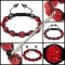 BRATARA SHAMBALLA ROSIE + CUTIE CADOU 9 BILE PIETRE CRISTALE 4 MAGNETI HEMATIT