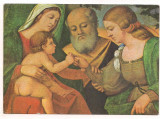 Carte postala(ilustrata)-PICTURI-Sc. lui PALMA VECCHIO-Logodna mistica a Sfintei Ecaterina, Necirculata, Printata