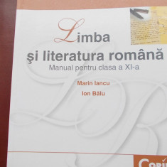 LIMBA SI LITERATURA ROMANA CLASA A XI A MARIN IANCU ION BALU EDITURA CORINT