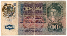 Transilvania (Austro-Ungaria) - 10 coroane 1915 (zece coroane) - stampilat nelizibil - cel mai probabil stampila de Romania foto
