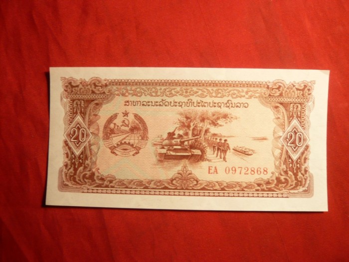 Bancnota 20 Kip Laos , cal.NC