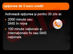 Credit Cartela Orange Prepay - Optiunea de 5 euro cu 2000 minute / SMS in retea + 100 minute / SMS nationale + BONUS 10 minute nationale foto