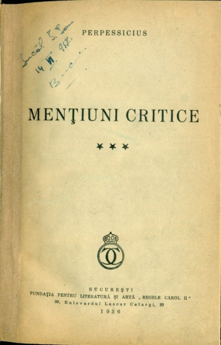 MENTIUNI CRITICE -vol.3- PERPESSICIUS