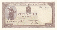 Bancnota Romania 500 Lei 20 aprilie 1942 - P51 UNC foto