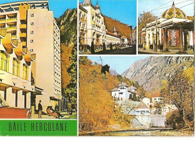 CPI (B2105) BAILE HERCULANE. COMPLEX HERCULANE, PIATA HERCULANE, VEDERE DIN GARA, EDITURA OSEDT, CIRCULATA 20.11.73, STAMPILA, TIMBRU IMPRIMAT foto