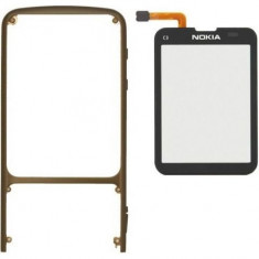 Carcasa rama fata geam sticla touchscreen touch screen digitizer Nokia C3-01 Touch and Type gri / gray Original foto