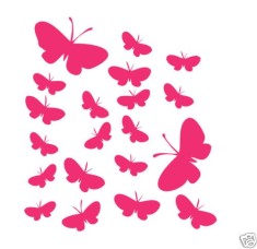 20 FLUTURI ROZ STICKER Colant pentru Masina Camera Dormitor Bebelus Copii Fetita foto