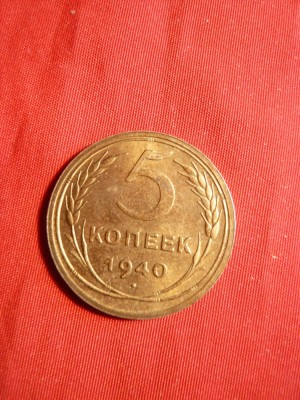 Moneda 5 Kop 1940 URSS ,bronz , cal.apr.NC foto