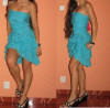Rochie/ rochita cu volane turcoaz, S/M, Bumbac