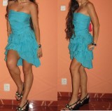 Rochie/ rochita cu volane turcoaz