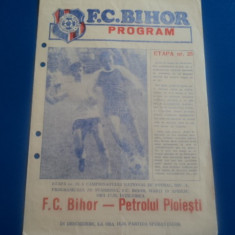 Program fotbal FC BIHOR Oradea - PETROLUL Ploiesti 19.04.1983