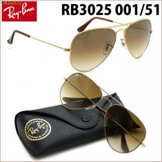 Ray Ban Aviator 3025 001/51 2N rama aurie lentila maro degrade marimea 58 ( medie ) originali foto