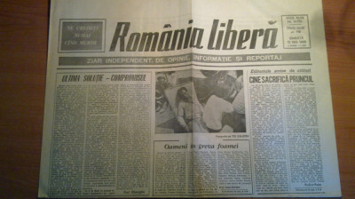 ziarul romania libera 12 mai 1990 (oameni in greva foamei ) foto