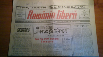 ziarul romania libera 10 ianuarie 1990 (revolutia ) foto