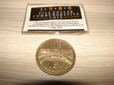 Moneda colectie 5 dolari Moneda comemorativa 5 DOLLARS 1988 AUSTRALIA foto