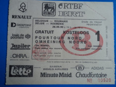 Bilet meci fotbal BELGIA - ROMANIA 26.05.1990 foto