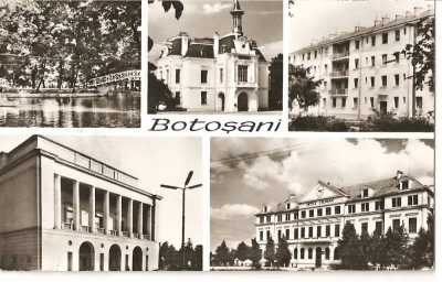 CPI (B1040) BOTOSANI, MOZAIC 5 IMAGINI, EDITURA MERIDIANE, CPCS, CIRCULATA, 1967, STAMPILE. foto