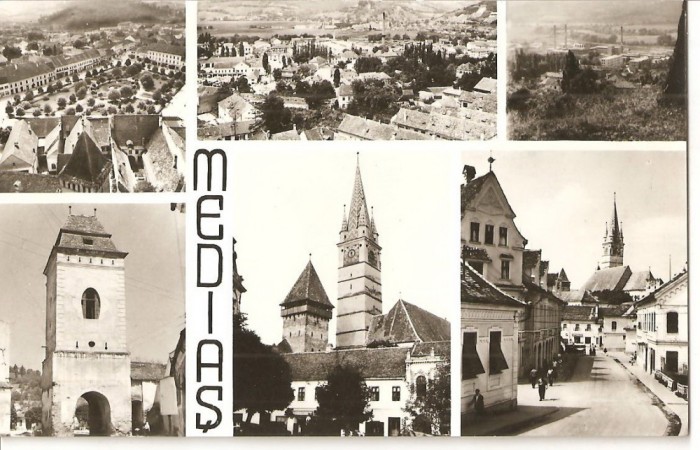 CPI (B1064) MEDIAS, MOZAIC 6 IMAGINI, EDITURA MERIDIANE, CPCS, CIRCULATA 1972, STAMPILA, TIMBRU.