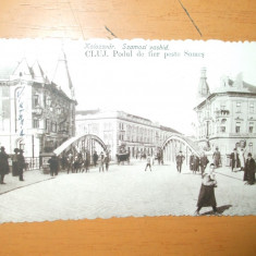 Carte postala Cluj Podul de fier peste Somes 1917