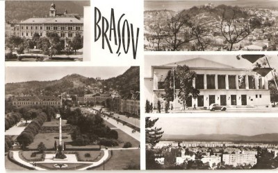 CPI (B1069) BRASOV, MOZAIC 4 IMAGINI, EDITURA MERIDIANE, CPCS, CIRCULATA 1967, STAMPILE, TIMBRU. foto