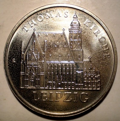 5.463 GERMANIA RDG DDR LEIPZIG THOMAS KIRCHE 5 MARK 1984 AUNC certificat foto