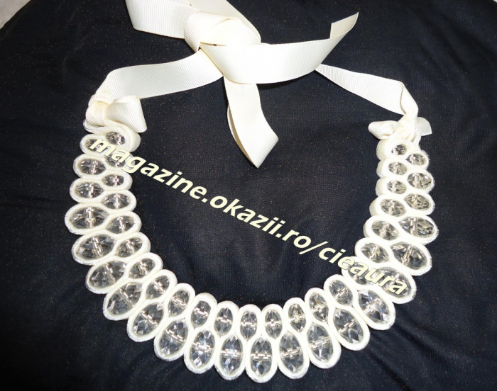 COLIER HIGH FASHION DAMA 45 PIETRE SWAROVSKI MARI OVALE IMBRACATE IN ...
