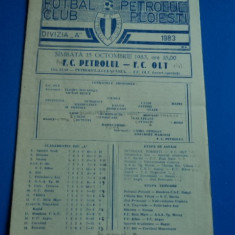 Program meci fotbal Petrolul Ploiesti - FC OLT 15.10.1983