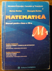 Marius Burtea, Georgeta Burtea - Matematica M1 - trunchi comun si curriculum diferentiat - clasa a XII-a foto