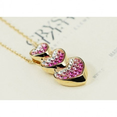Colier Crystal Hearts Pink foto