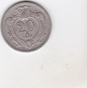 bnk mnd Austria 20 heller 1911 foto