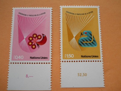 HOPCT ONU- Geneva 1982-2 val. Protectia naturii- nestampilate mnh (nr.35) foto