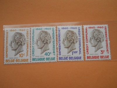 HOPCT Belgia-4 val. Credit comunal (100 ani) 1960- nestampilate mnh (nr.28) foto