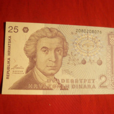 Bancnota 25 Dinari Kroatia 1991, cal.NC