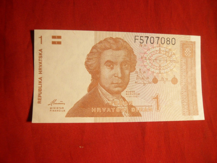 Bancnota 1 Dinar Kroatia 1991, cal.NC