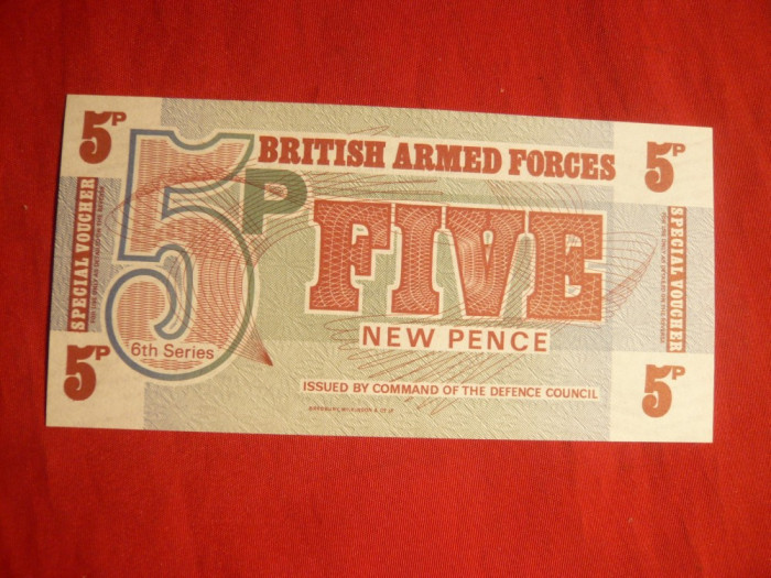 Bancnota Militara , 5 Pence Anglia ,cal.NC -a6a serie