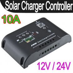 REGULATOR SOLAR CONTROLLER solar. Regulator de incarcare panouri solare FOTOVOLTAICE 12v/24v -10A CU FUNCTIE DE CONTROL ILUMINAT foto