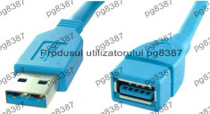 Cablu prelungitor USB 3.0 A tata - USB 3.0 A mama, 1,5m - 127895 foto